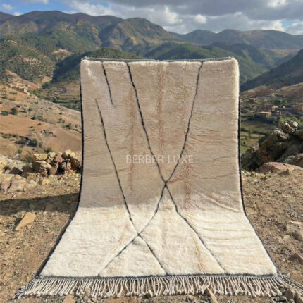 Rug Black and White, Moroccan Beni Ourain Rug,