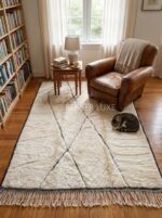 Rug Black and White, Moroccan Beni Ourain Rug, - Image 2