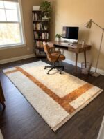 Brown Area Rugs 8x10, Handmade Wool Moroccan Rug, Earth Tone Living Room Decor - Image 5