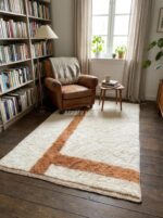 Brown Area Rugs 8x10, Handmade Wool Moroccan Rug, Earth Tone Living Room Decor - Image 8