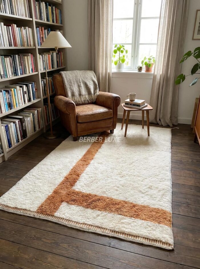 Brown Area Rugs 8x10, Handmade Wool Moroccan Rug, Earth Tone Living Room Decor - Image 8