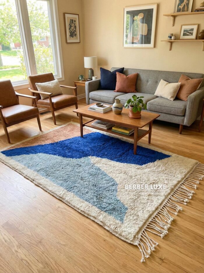 Rugs for Living Room: Boho Wool Area Rug, Large Modern Floor Carpet - Image 7