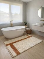 Brown Area Rugs 8x10, Handmade Wool Moroccan Rug, Earth Tone Living Room Decor - Image 4