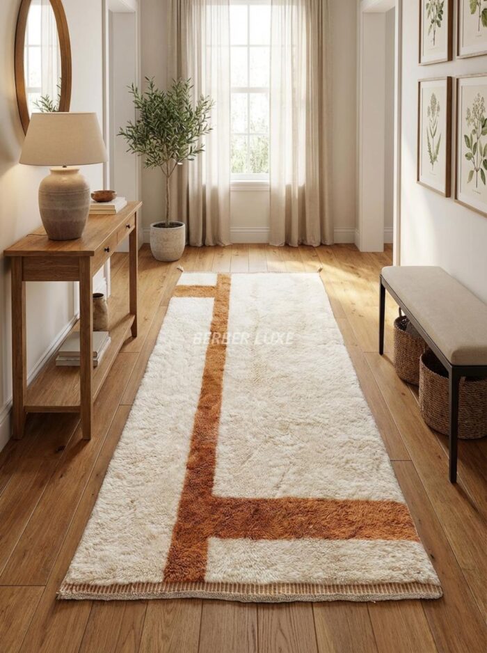 Brown Area Rugs 8x10, Handmade Wool Moroccan Rug, Earth Tone Living Room Decor - Image 6