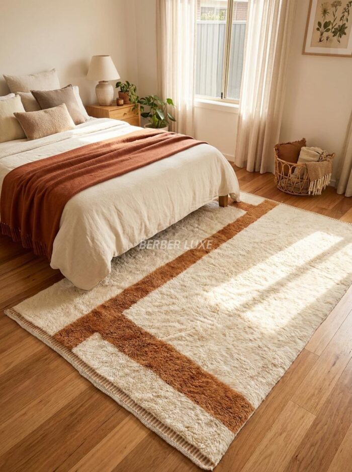 Brown Area Rugs 8x10, Handmade Wool Moroccan Rug, Earth Tone Living Room Decor - Image 9