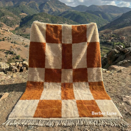 Handmade Brown Wool Area Rug, Moroccan Style, Earthy Decor