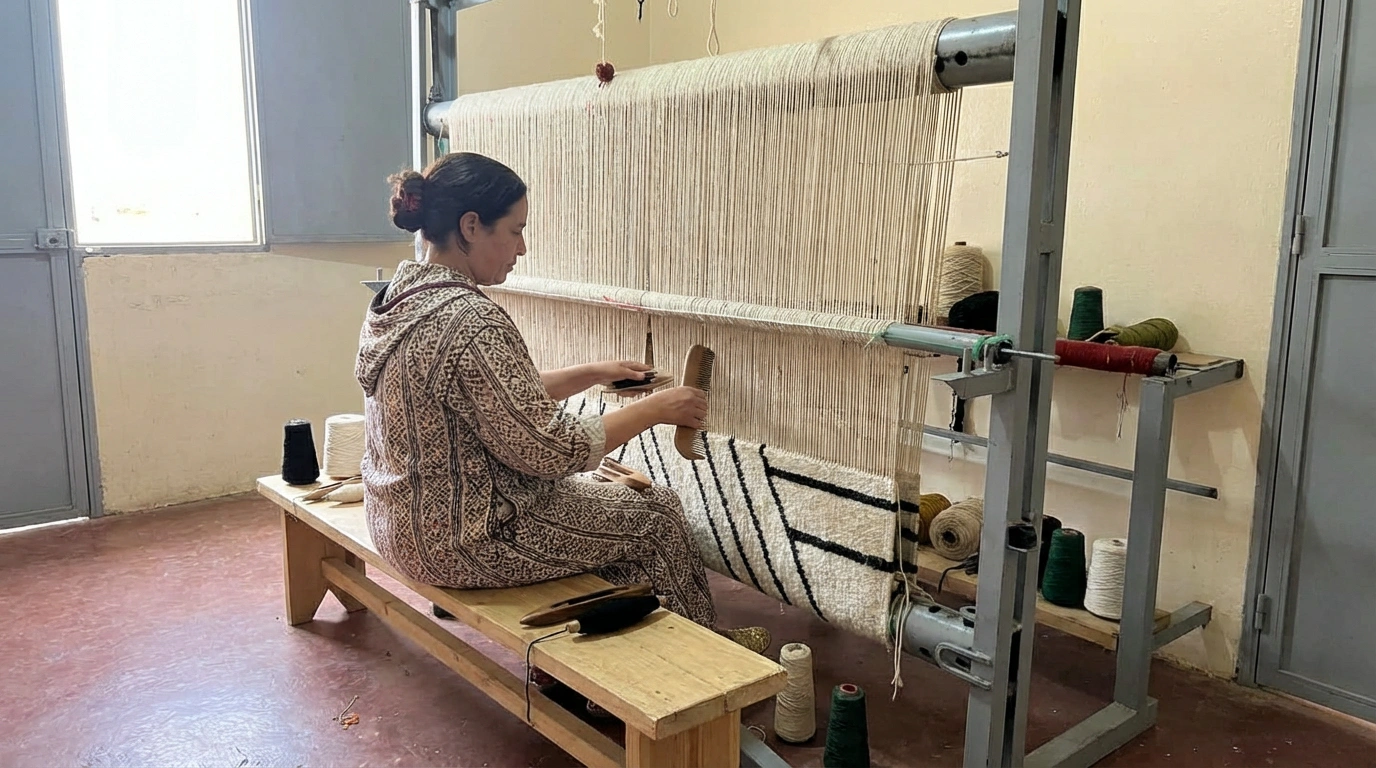 Traditional loom weaving