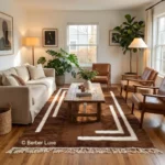 Handmade Brown Wool Area Rug, Moroccan Style - Image 2