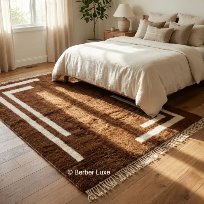 Handmade Brown Wool Area Rug, Moroccan Style - Image 4