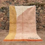 Moroccan Rug Handmade Berber Area Rug Neutral Abstract Color Block Rug Soft Wool