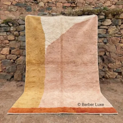 Moroccan Rug Handmade Berber Area Rug Neutral Abstract Color Block Rug Soft Wool