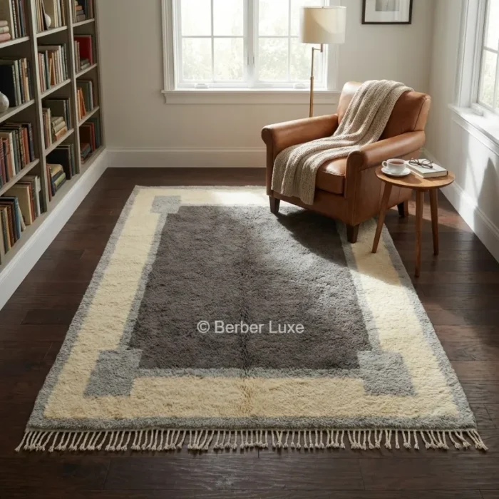 Wool Living Room Rug, Handmade Wool Area Rug, Moroccan Wool Carpet, - Image 9