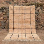 Boho Rugs for Living Room Moroccan Berber Rug Cream Black Grid