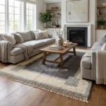 Wool Living Room Rug, Handmade Wool Area Rug, Moroccan Wool Carpet, - Image 8