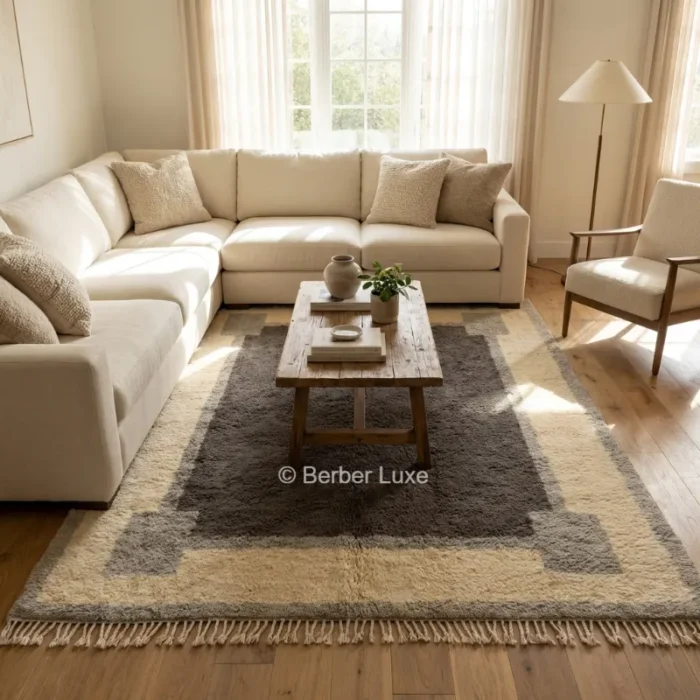 Wool Living Room Rug, Handmade Wool Area Rug, Moroccan Wool Carpet, - Image 10