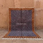 Checkered Moroccan Area Rug Handmade Wool Carpet, Colorful Berber Plaid Design