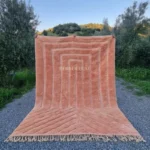 Moroccan rug, Handmade Wool Beni Ourain Carpet, Pink Shag Living Room Decor