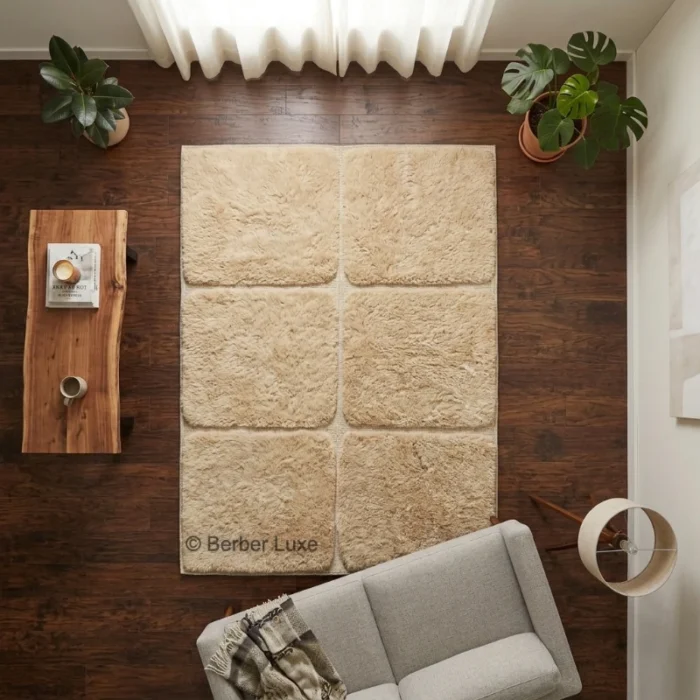 handcrafted rugs, Handmade Moroccan Wool Carpet, Luxury Berber Area Rug, Neutral Minimalist Living Room Decor, Custom Handwoven Floor Covering