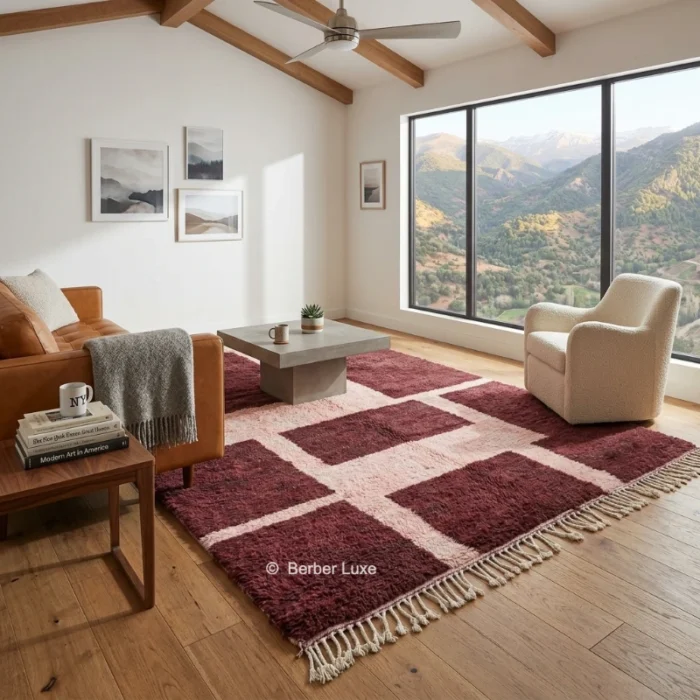 Burgundy Rug | Moroccan Handmade Wool Rug