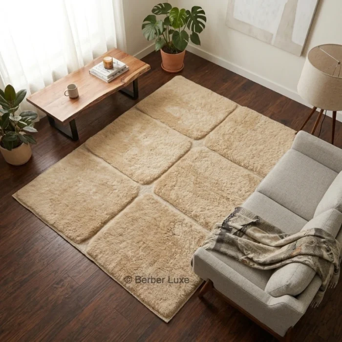 handcrafted rugs, Handmade Moroccan Wool Carpet, Luxury Berber Area Rug, Neutral Minimalist Living Room Decor, Custom Handwoven Floor Covering