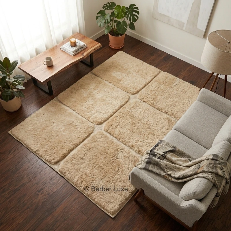 handcrafted rugs, Handmade Moroccan Wool Carpet, Luxury Berber Area Rug, Neutral Minimalist Living Room Decor, Custom Handwoven Floor Covering