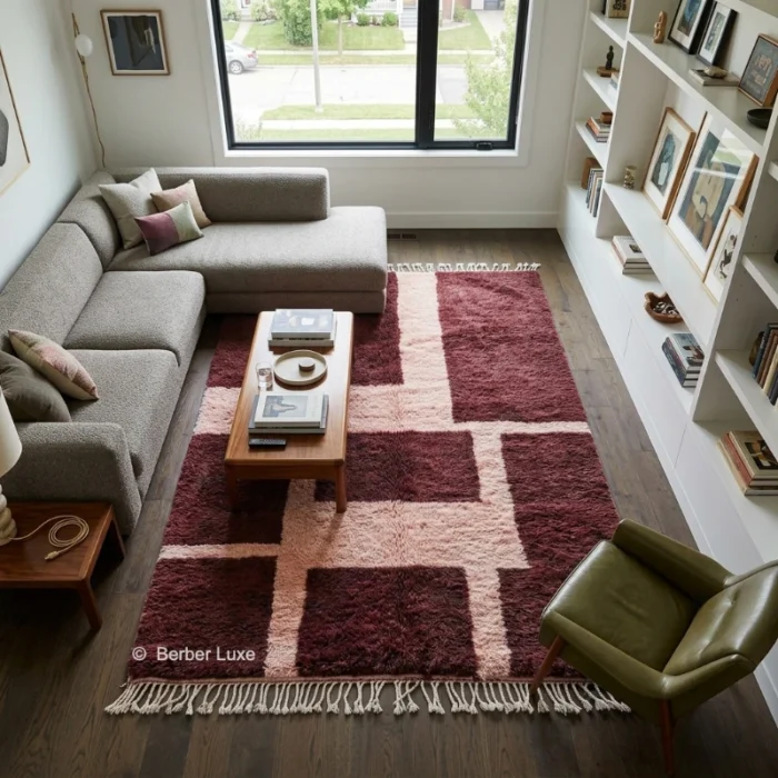 Burgundy Rug | Moroccan Handmade Wool Rug