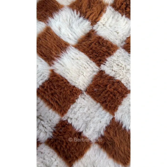 Checkered Rug, Brown and Ivory Checkerboard Area Rug for Living Room, Cozy Geometric Home Decor