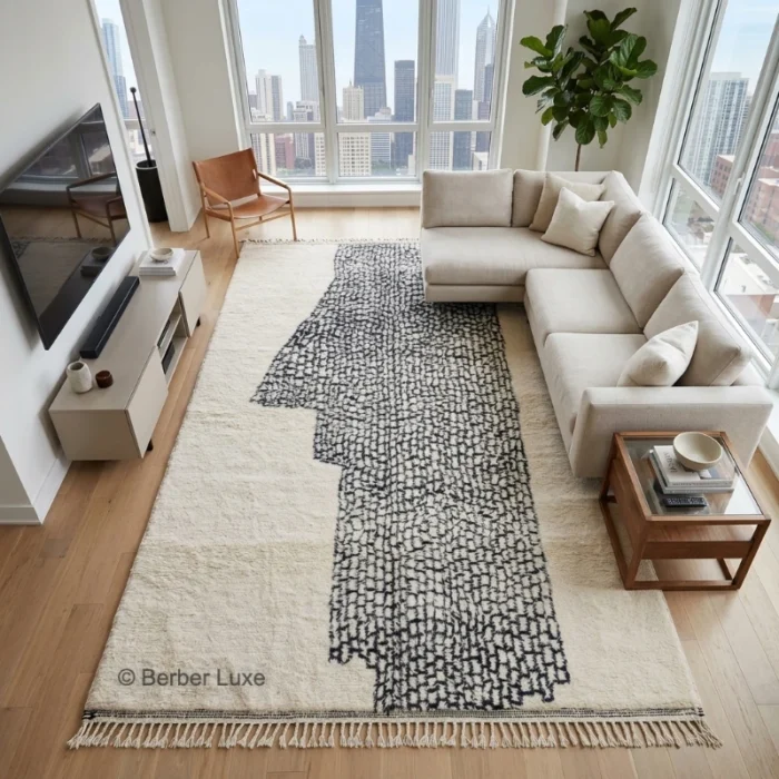 cool rugs, Handmade Moroccan Rug, Luxury Wool Berber Carpet, Large Area Rug, Modern Minimalist Living Room Decor