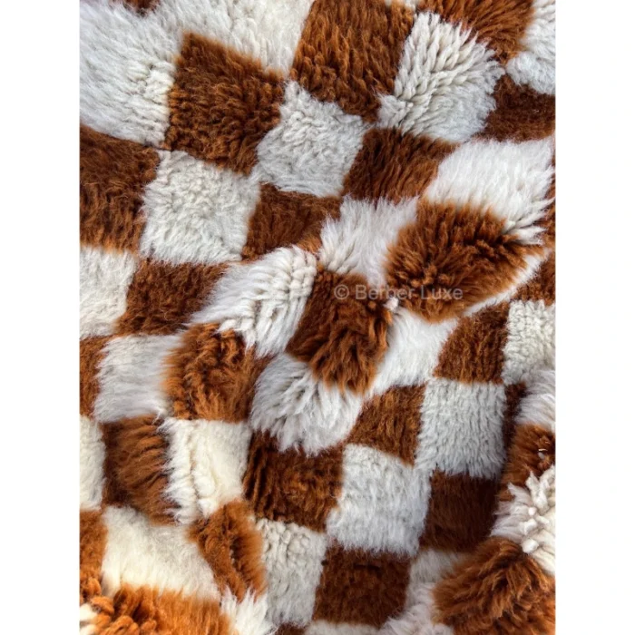 Checkered Rug, Brown and Ivory Checkerboard Area Rug for Living Room, Cozy Geometric Home Decor