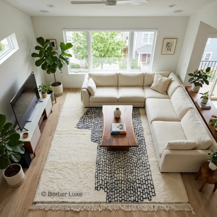 cool rugs, Handmade Moroccan Rug, Luxury Wool Berber Carpet, Large Area Rug, Modern Minimalist Living Room Decor